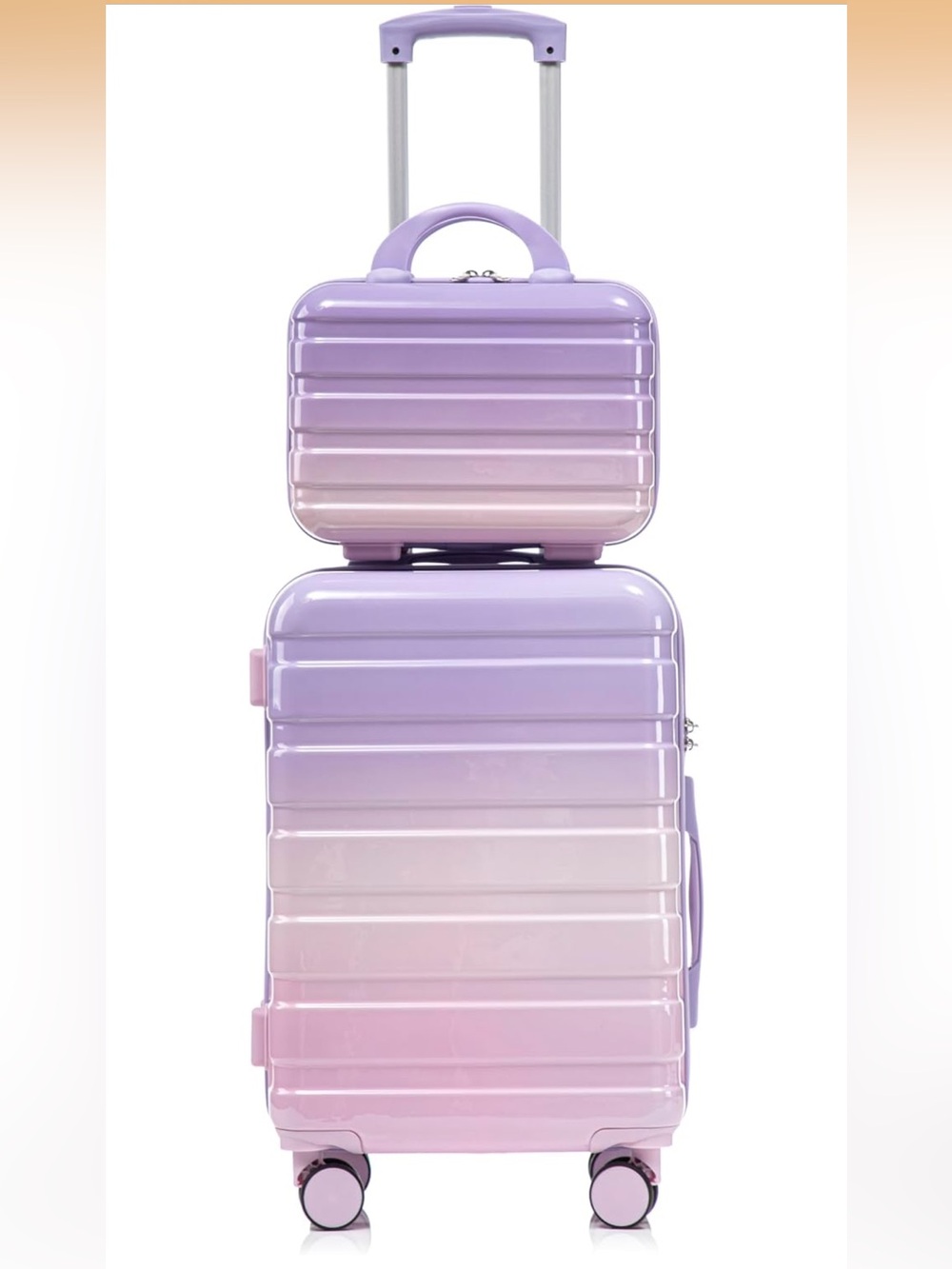BNWT WPurple Pink Ombre Hardside Luggage Set - Compact Carry-On Case